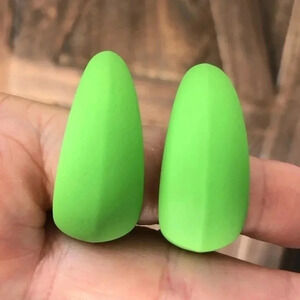 Lime Green Large Silicone & Stainless Steel Retro Hoop Earrings NWT